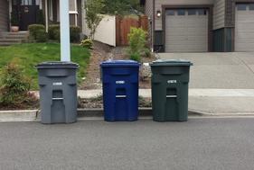Cart and bin placement diagram showing proper curb placement